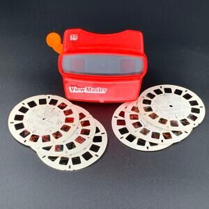 Viewmaster Viewer With 6 Reels Disney Nickelodeon Classic Red View Master Md USA